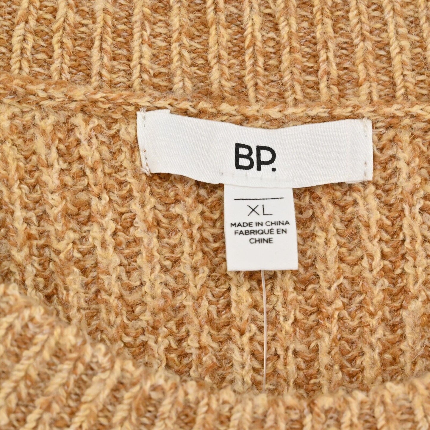 BP Nordstrom Sweater Womens Sz XL Tan Boulder Plaited Stitch Recycled Blend NEW