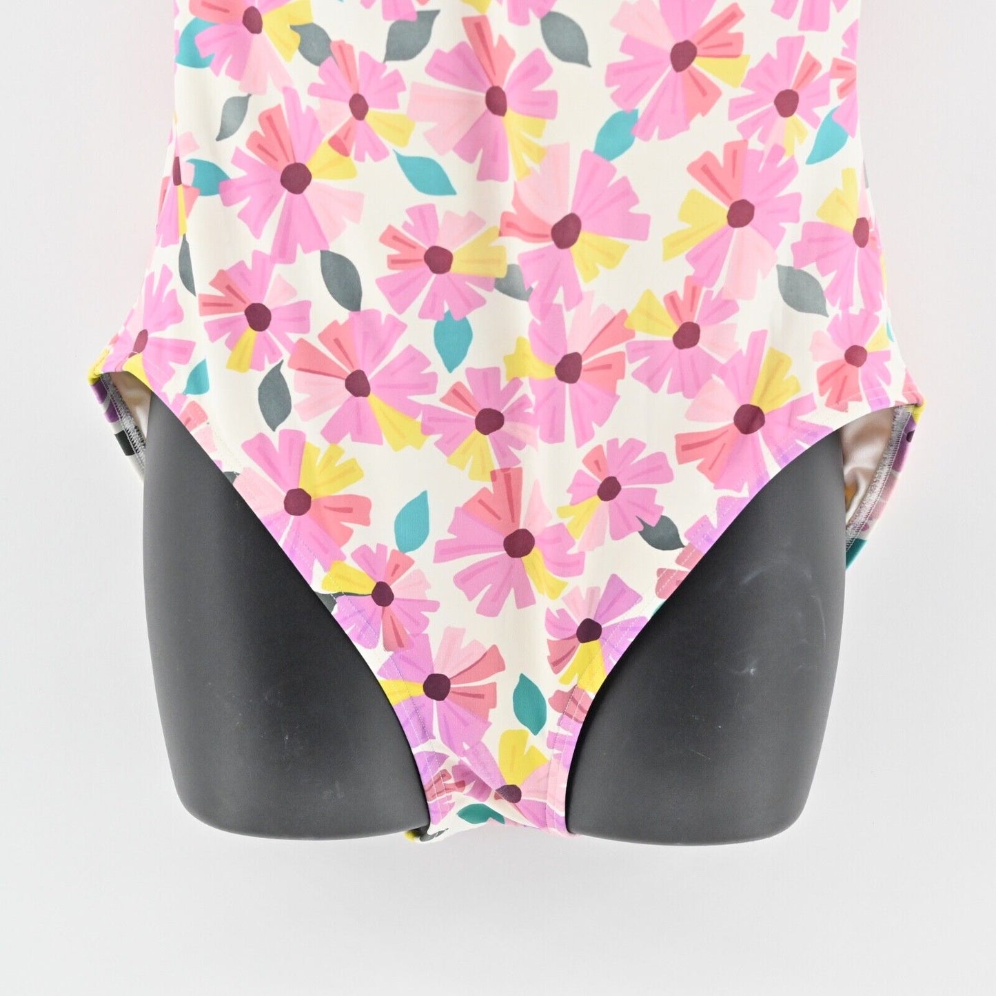 KATE SPADE Swimsuit Womens Sz L Pink Wallflower Ruched Spaghetti Strap One Piece