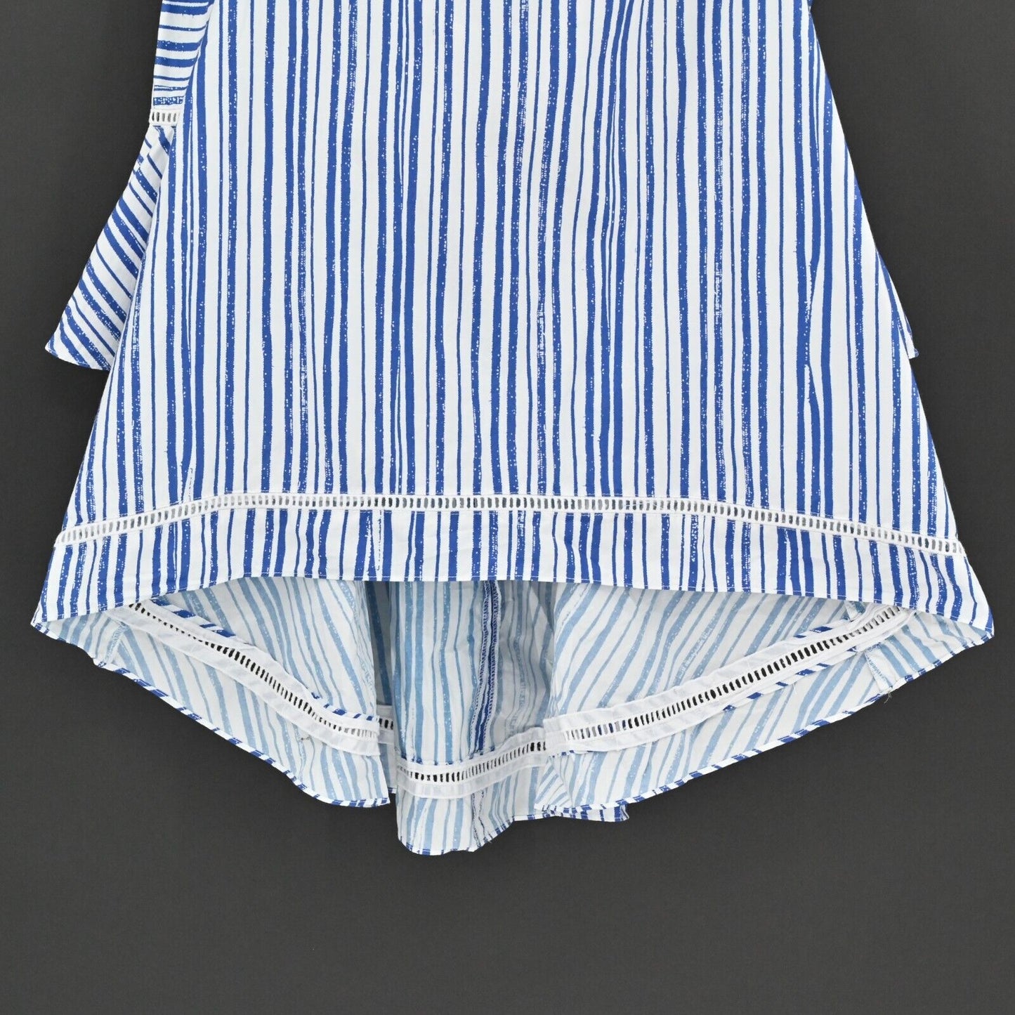N NICHOLAS Top Womens Size 4 Blue White Off Shoulder Blouse Washed Stripe Cotton