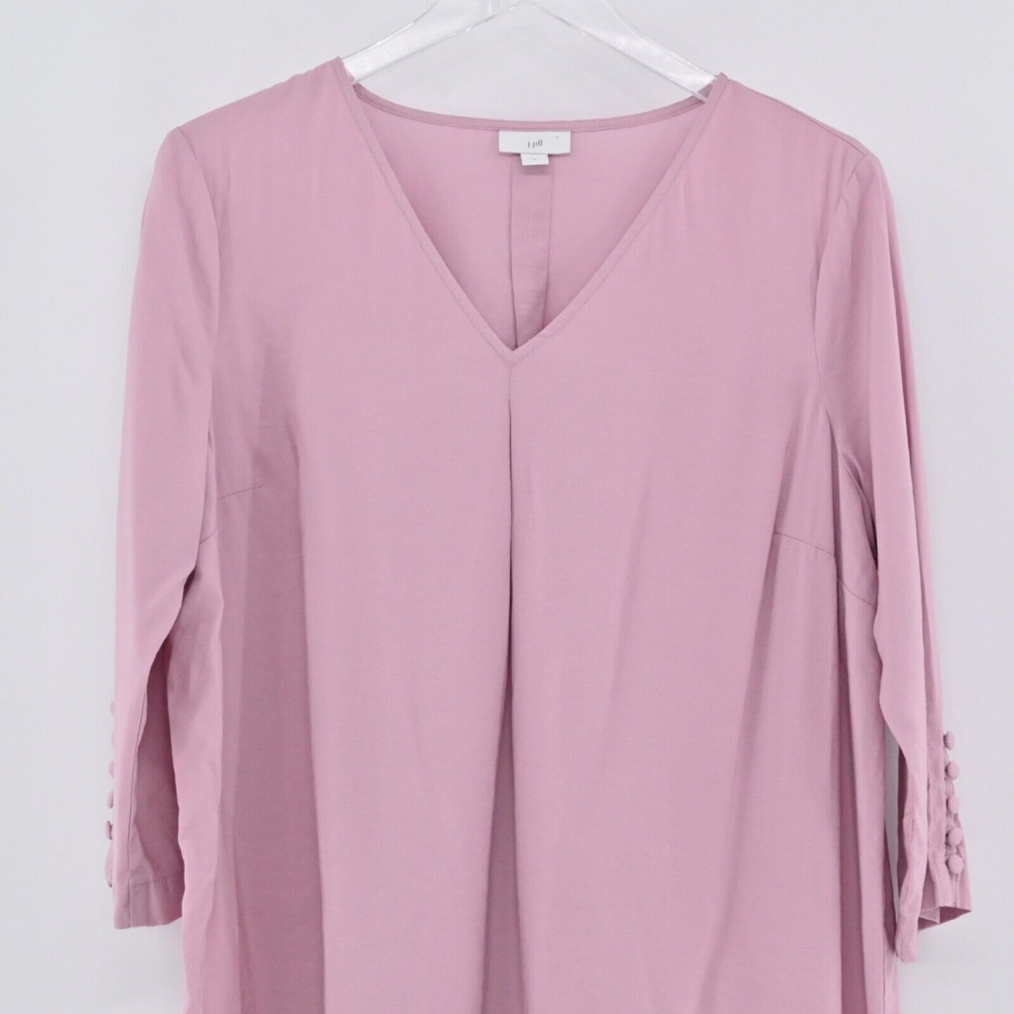 J Jill Top Womens Size M Pink Tunic Button Cuff Bohemian Chic Minimalist Classic