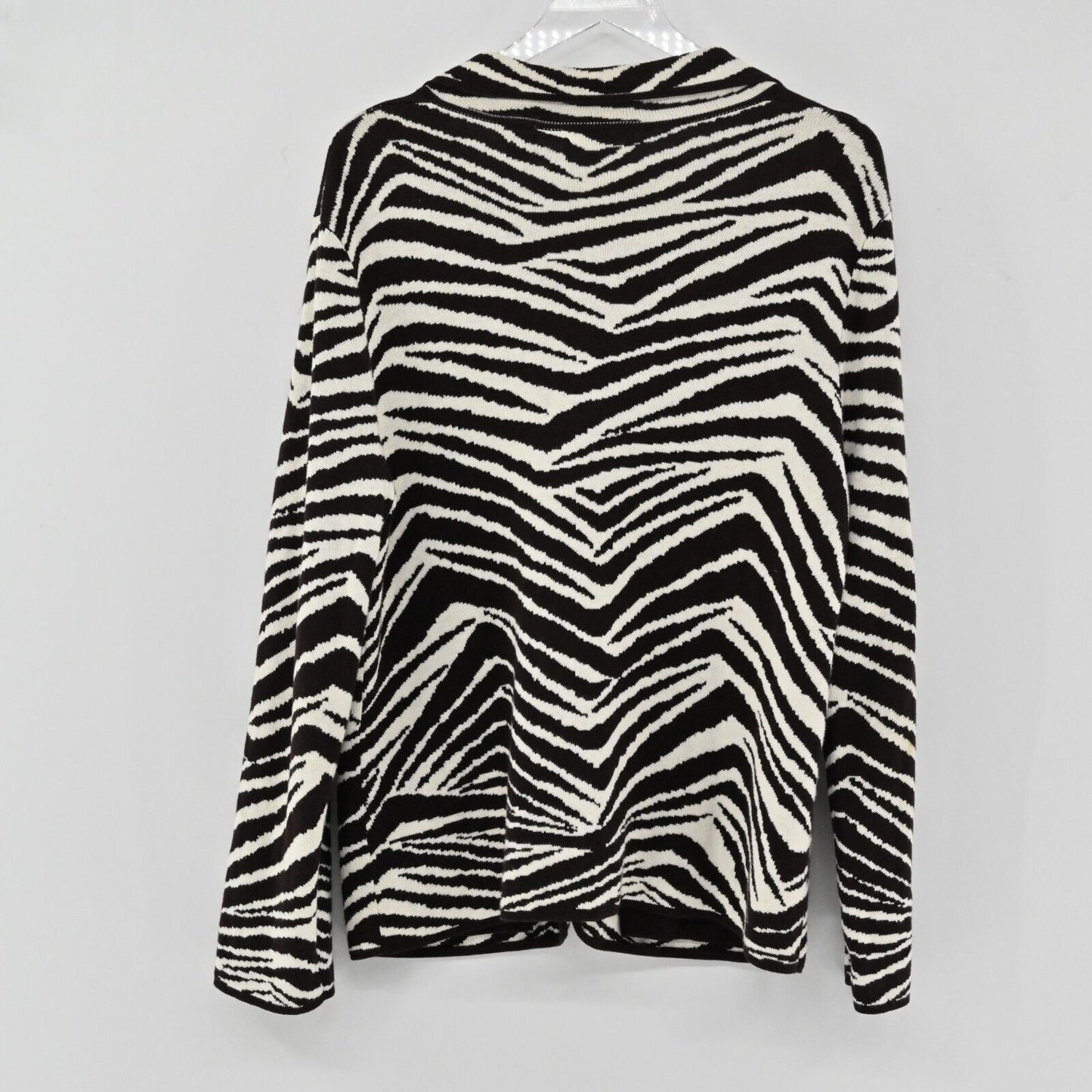 Vtg LAURA ASHLEY Sweater Jacket Womens Size L Zebra Print Button Down Cardigan