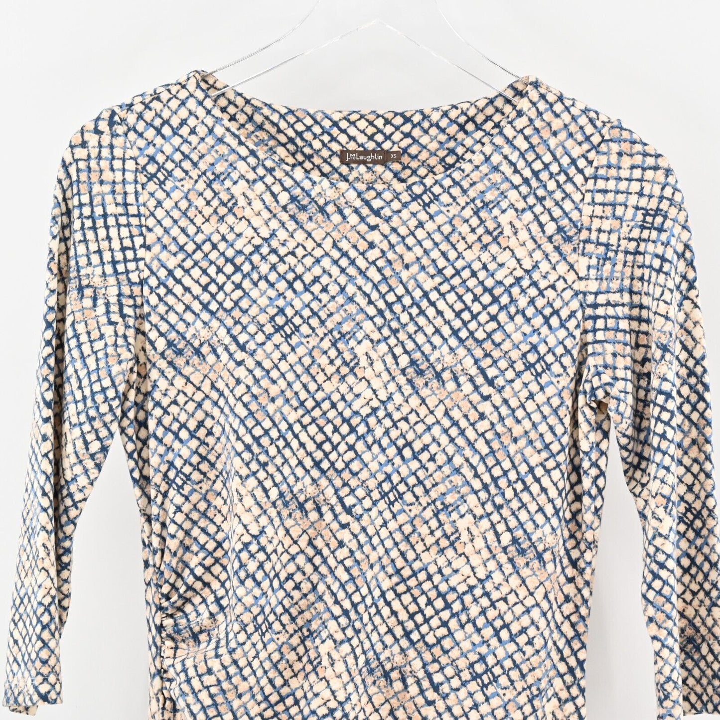 J MCLAUGHLIN Dress Size XS Catalina Cloth Ruched Sheath Quarter Sleeve Printed