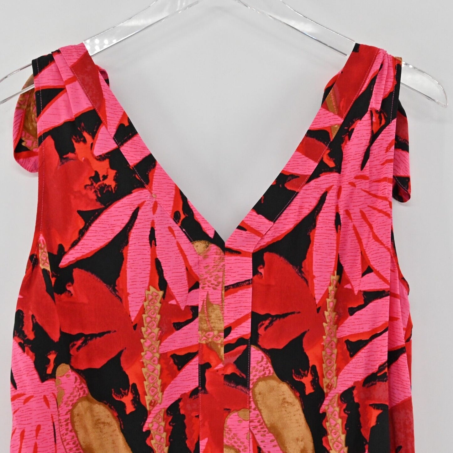 J CREW Top Womens Sz S Bruna Tie Shoulder Antigua Leaves Print VNeck Sleeveless