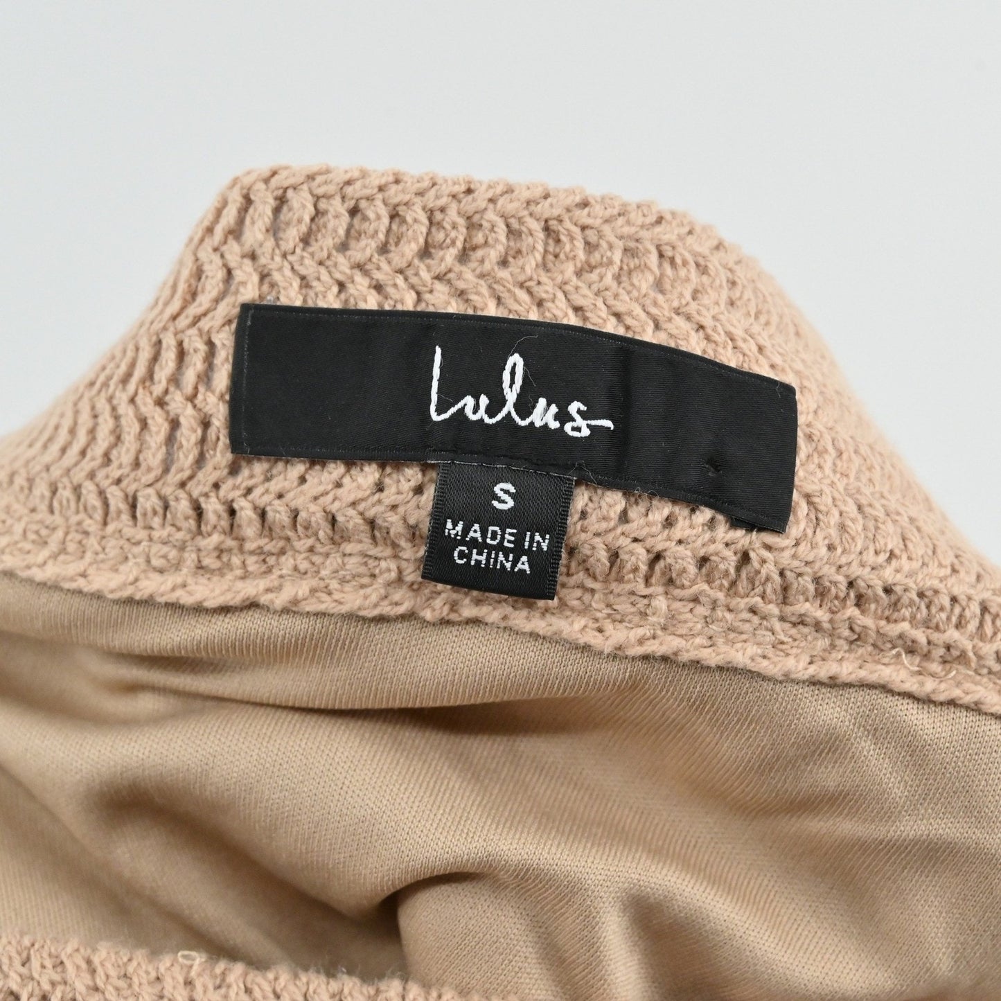 Lulus Womens Granny Squares Crochet Mini Skirt Size S Tan Boho Festival Lined