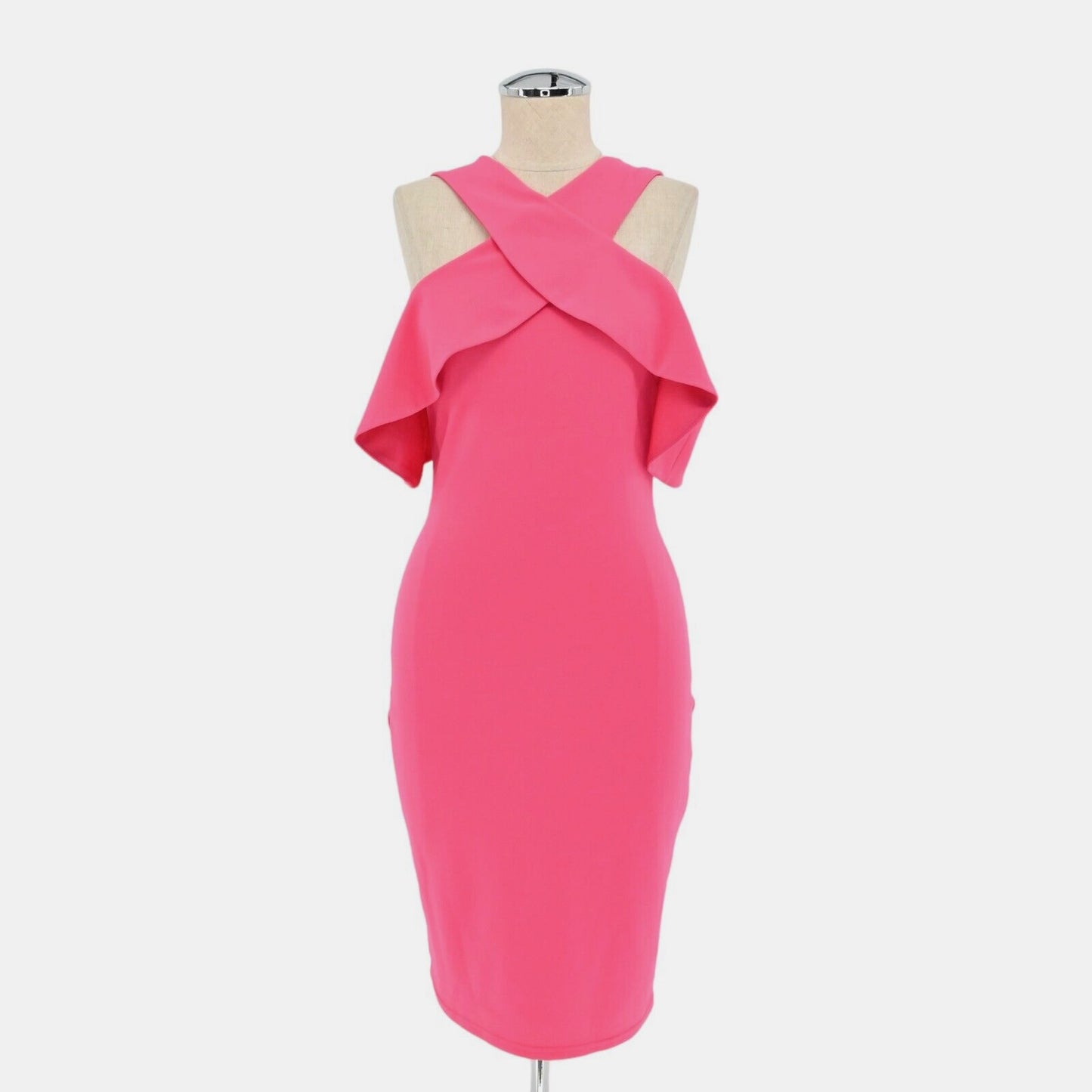 LULUS Dress Size S Fuchsia Cityscape Cold Shoulder Bodycon Knee Length Sexy Glam