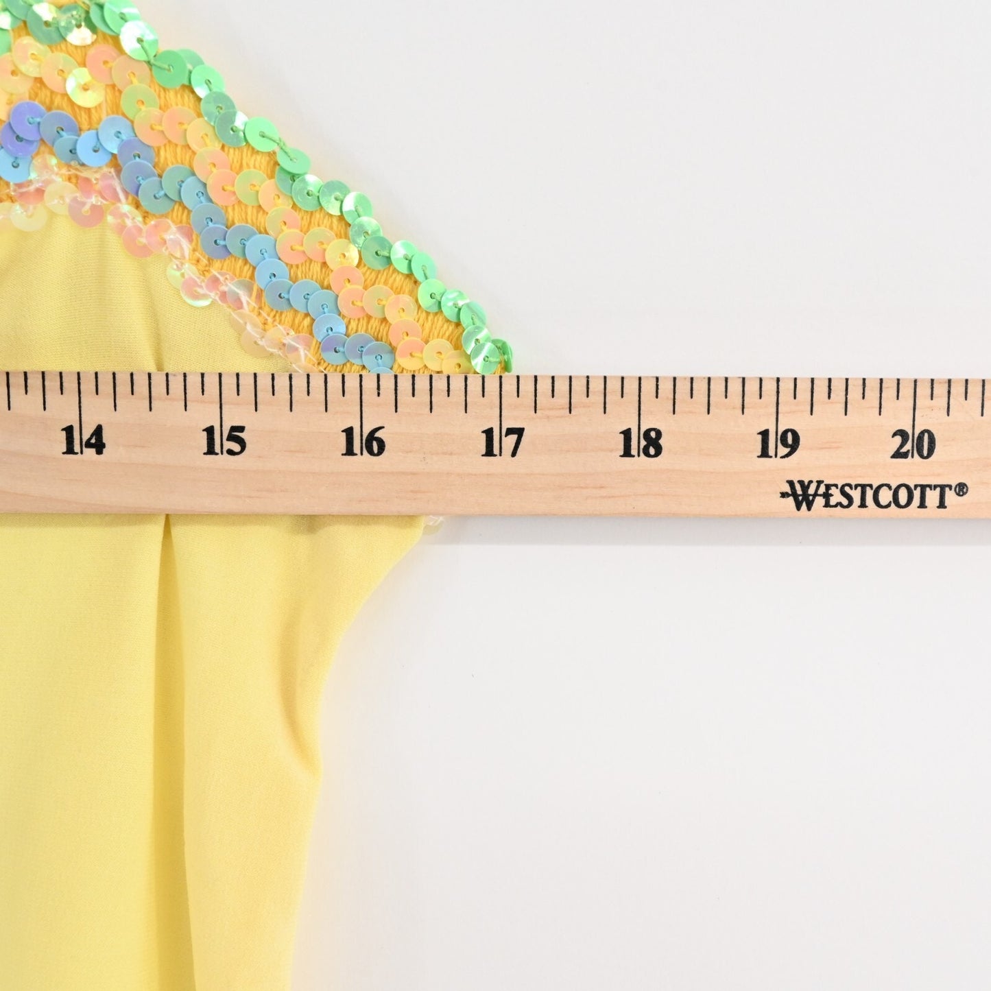 Vtg Babydoll Top Womens Sz M Yellow Sequin Trim Pastels Bling Festival Y2k USA