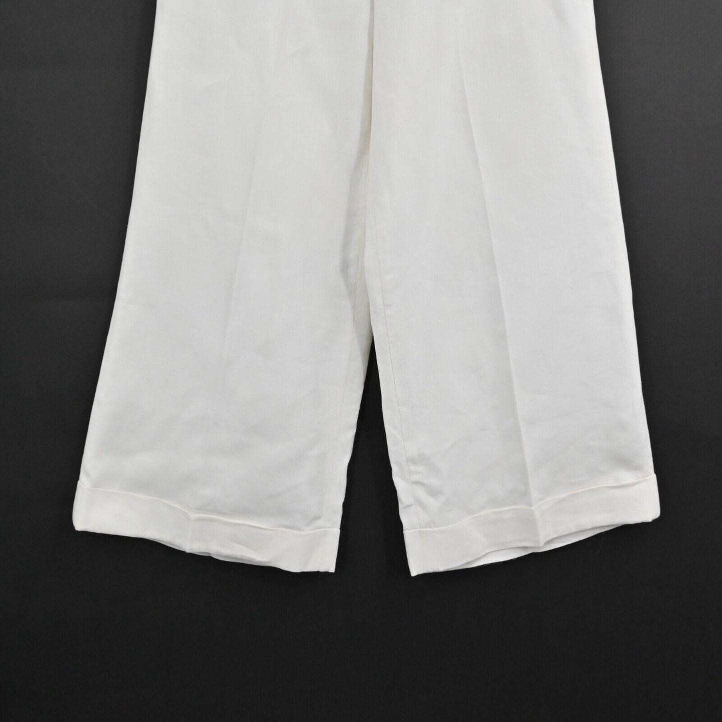 RALPH LAUREN Black Label Pants Womens Sz 6 White Linen Blend Cropped Wide Leg