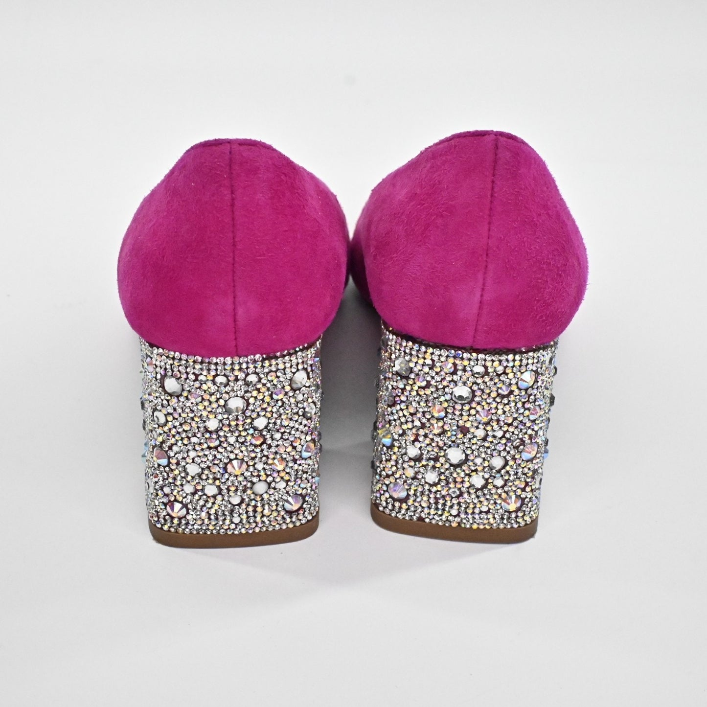 Betsey Johnson Womens Paige Suede Leather Heels Size 6.5M Pink Rhinestone Pumps