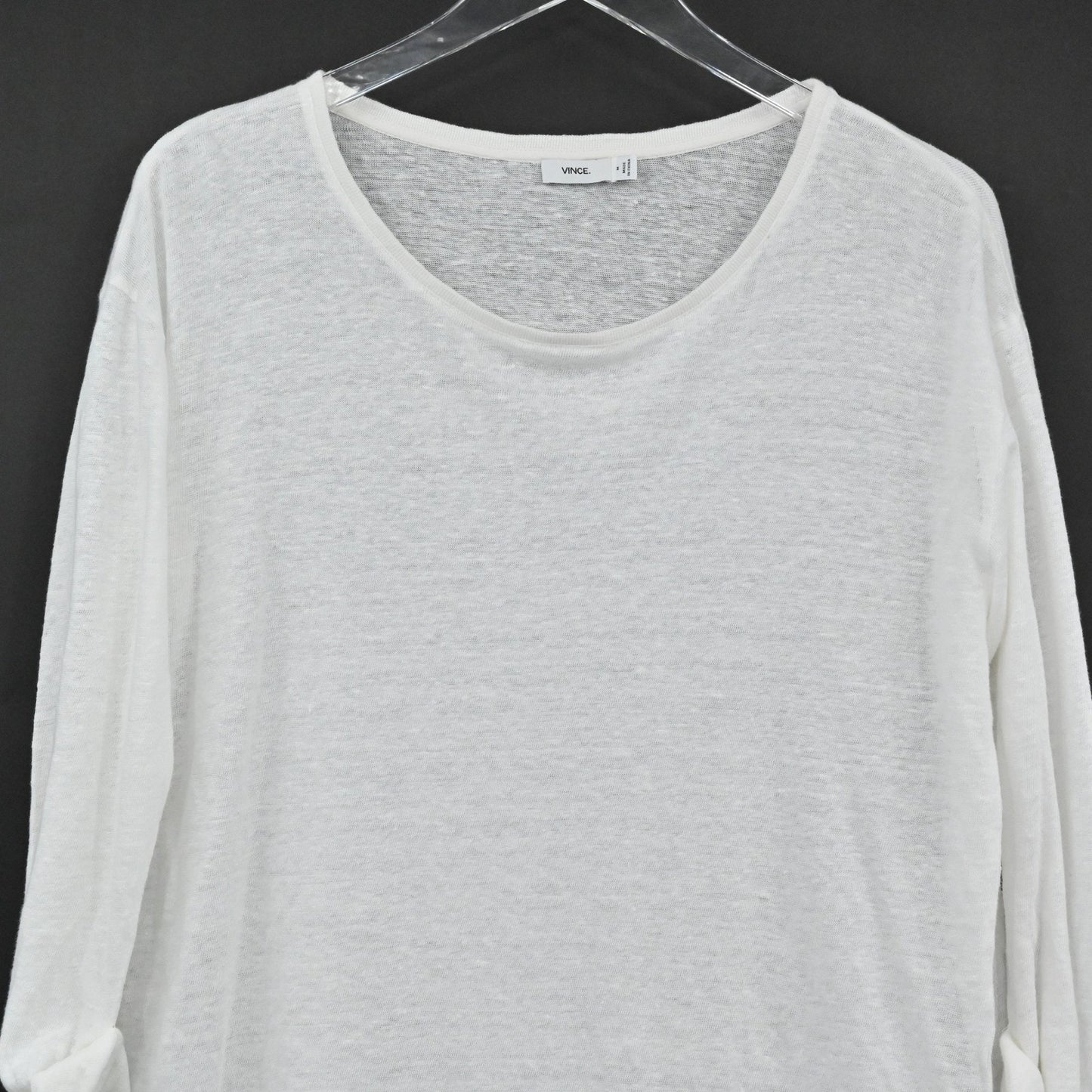 Vince Womens Slub Knit Long Sleeve Top Size M White Lightweight Casual Lagenlook