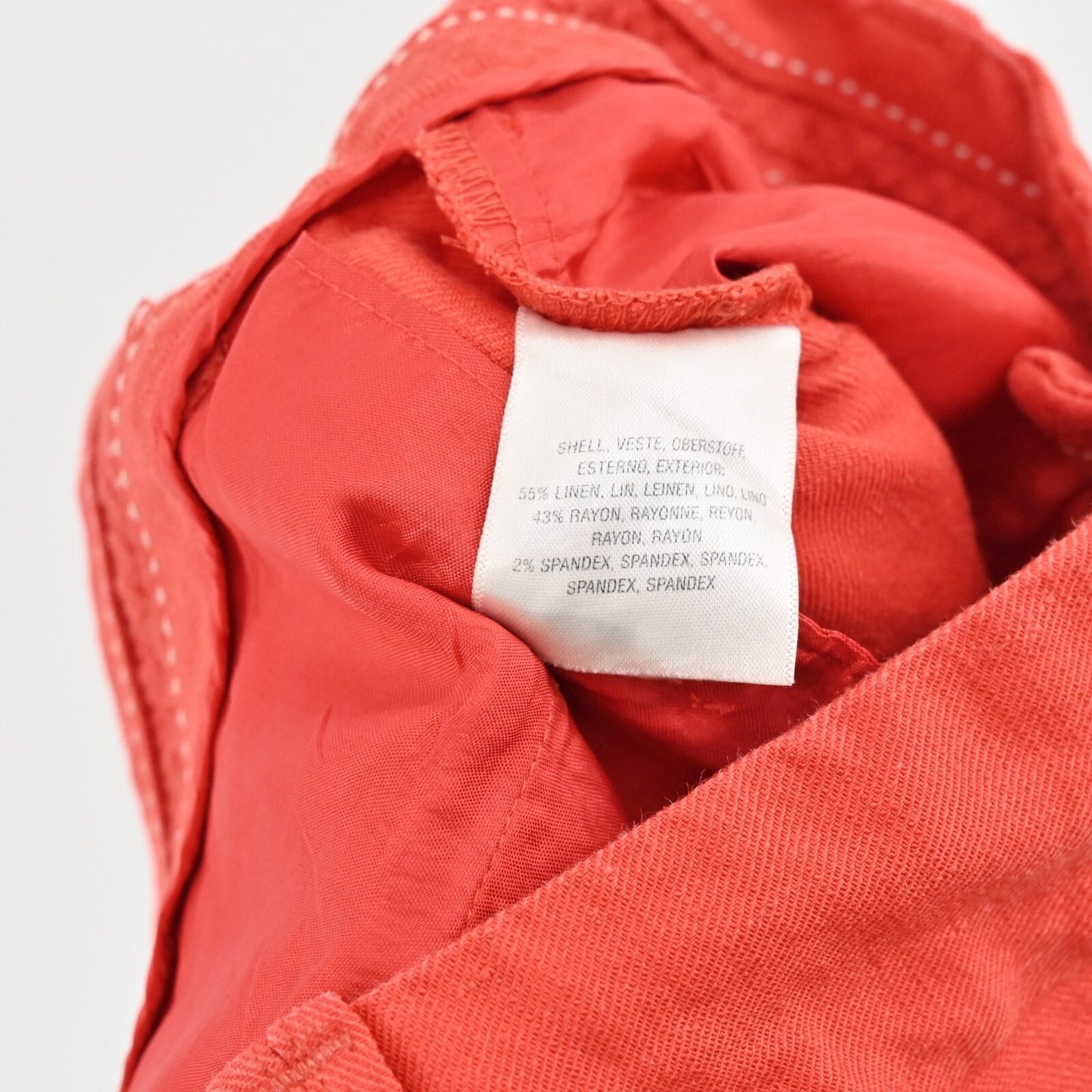 ANTHROPOLOGIE Pants Womens Size 4P Elevenses Coral Red Linen Blend Trousers