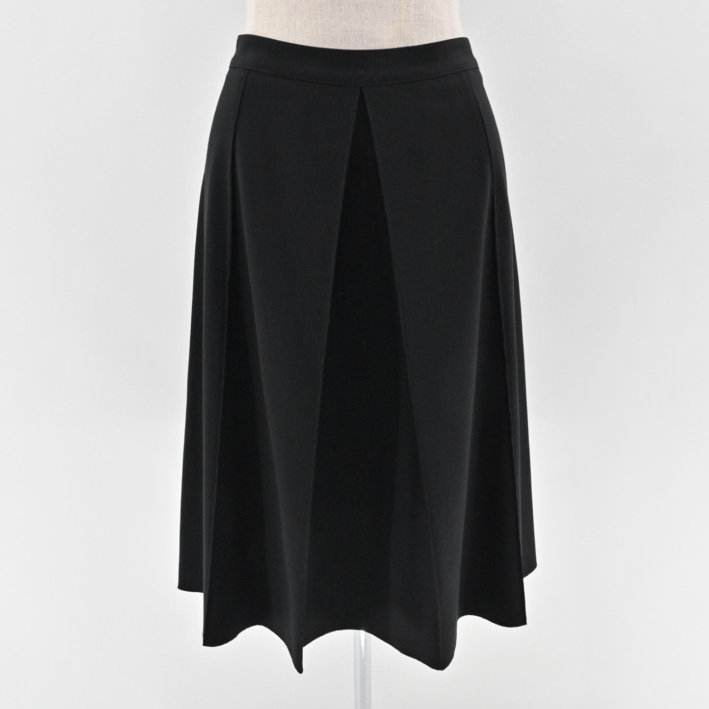 LES COPAINS Pleated Skirt Size 46 Black Knee Length A Line Jersey Stretch Retro