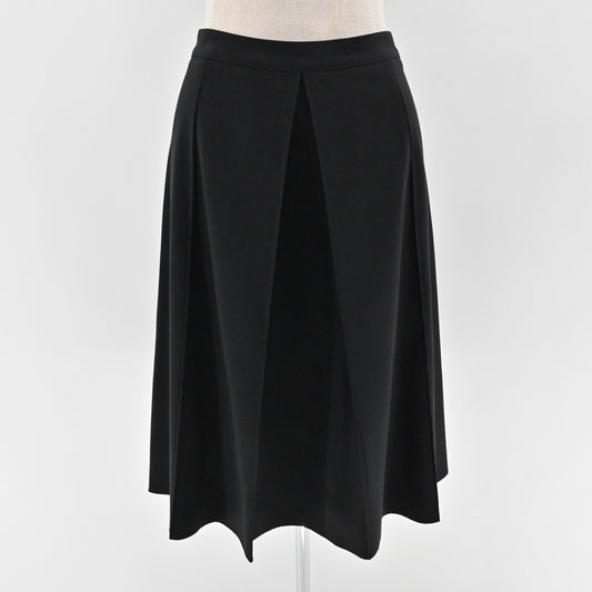 LES COPAINS Pleated Skirt Size 46 Black Knee Length A Line Jersey Stretch Retro