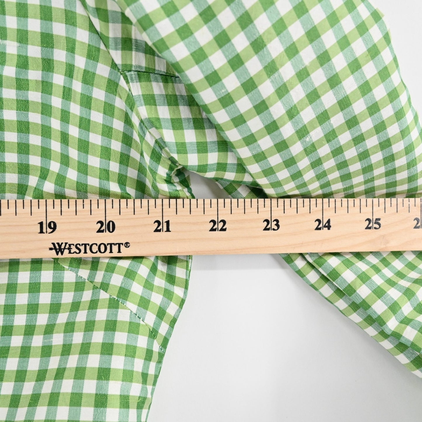 Vtg GRACE CHUANG Womens Silk Green Jacket Size M Gingham Open Front Longline