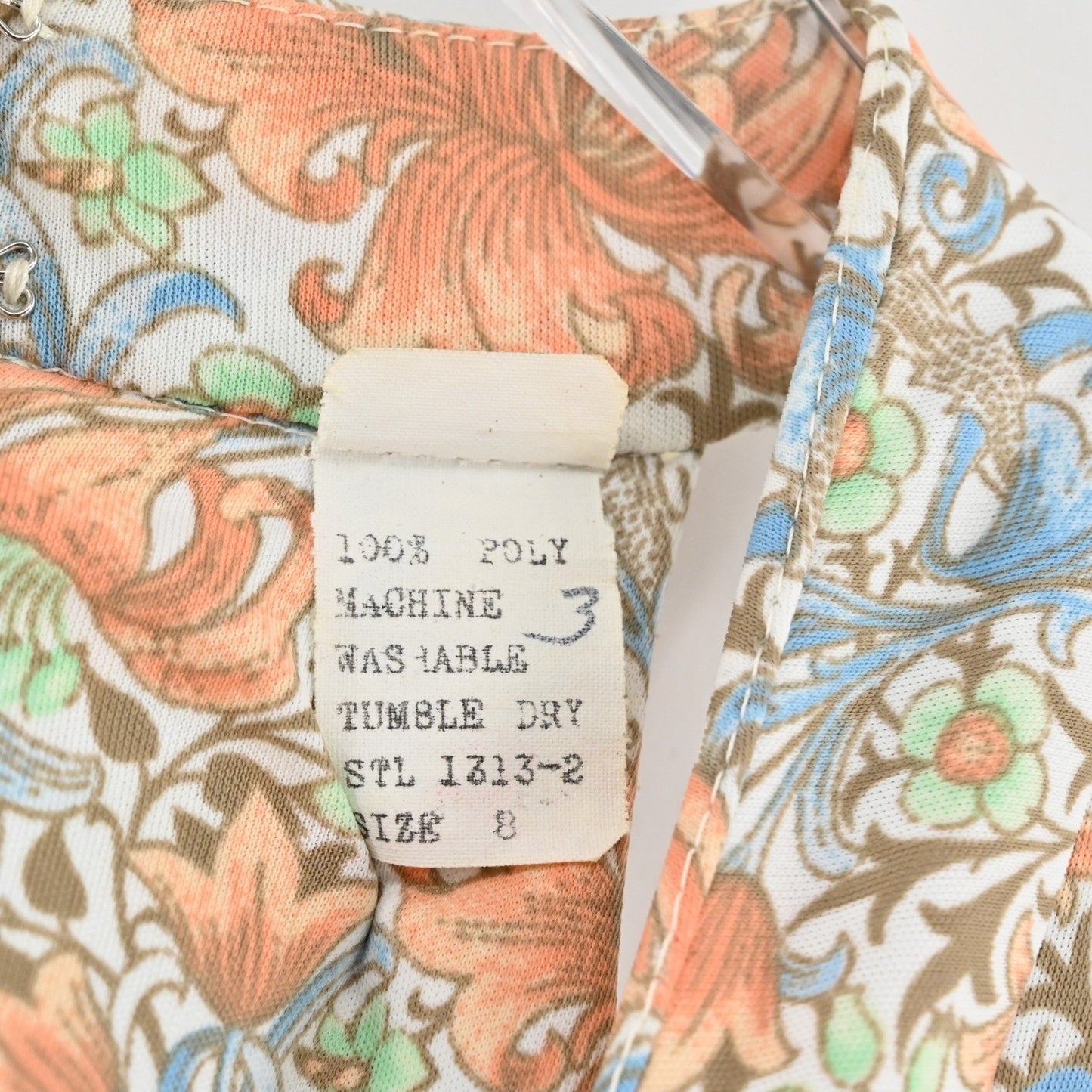 Vtg 70s Floral Halter Maxi Dress Size S Peach Blue Whimsical Bloomcore Feminine