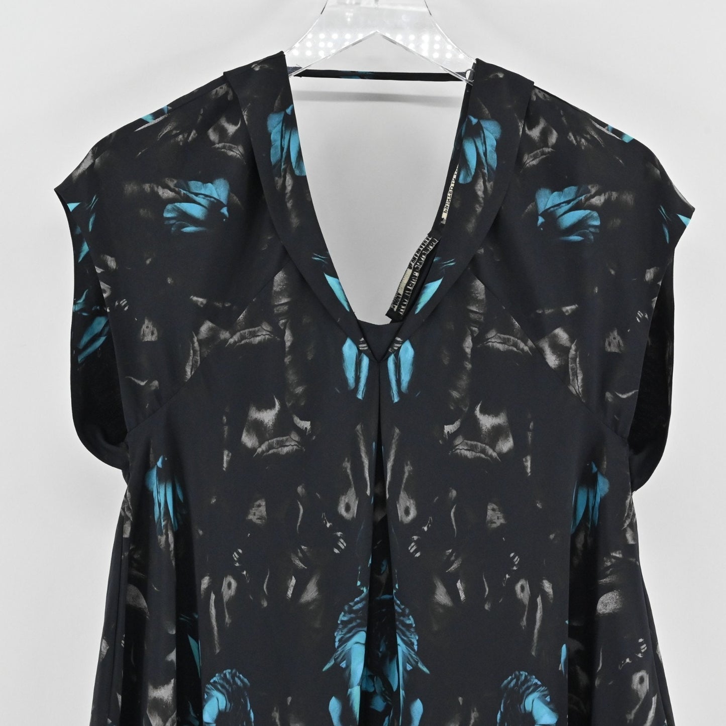 Allsaints Opium Oriana Dress Size 4 Blue Black Abstract Print Asymmetric Mini