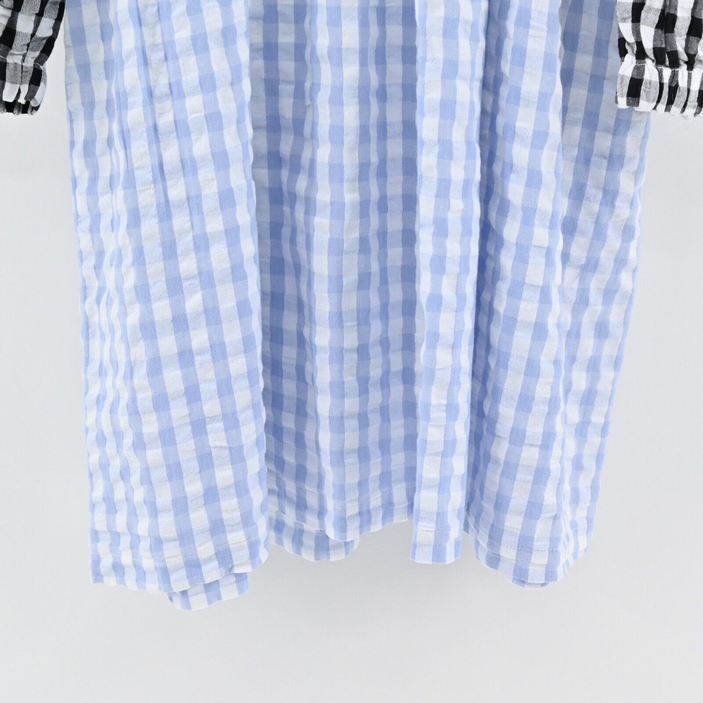 TACH Clothing Dress Sz S Catarina Babydoll Colorblock Gingham Cotton Puff Sleeve