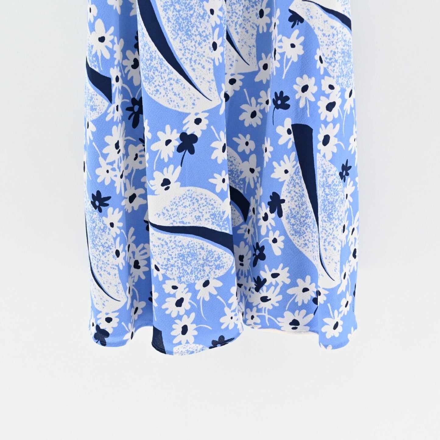 RALPH LAUREN Dress Size 8 Blue Floral Crepe Sleeveless Daisy Belted Summer LRL