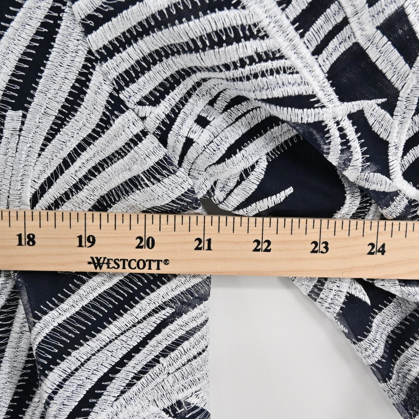 Chicos Womens Travelers Open Front Jacket Size S Navy Silver Embroidered Print