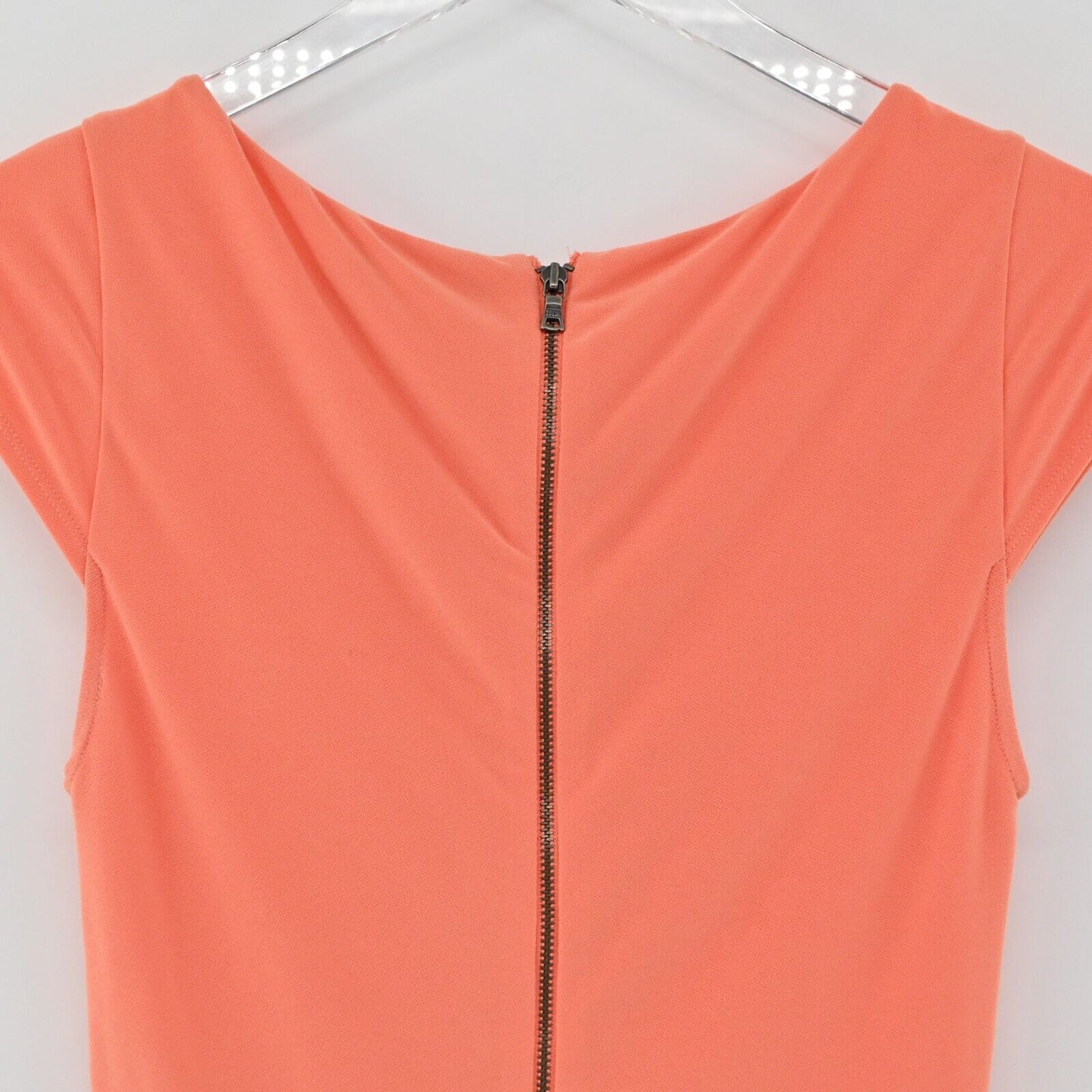 ALICE OLIVIA Top Womens Sz XS Ella Peplum Ponte Blouse in Papaya Short Sleeve