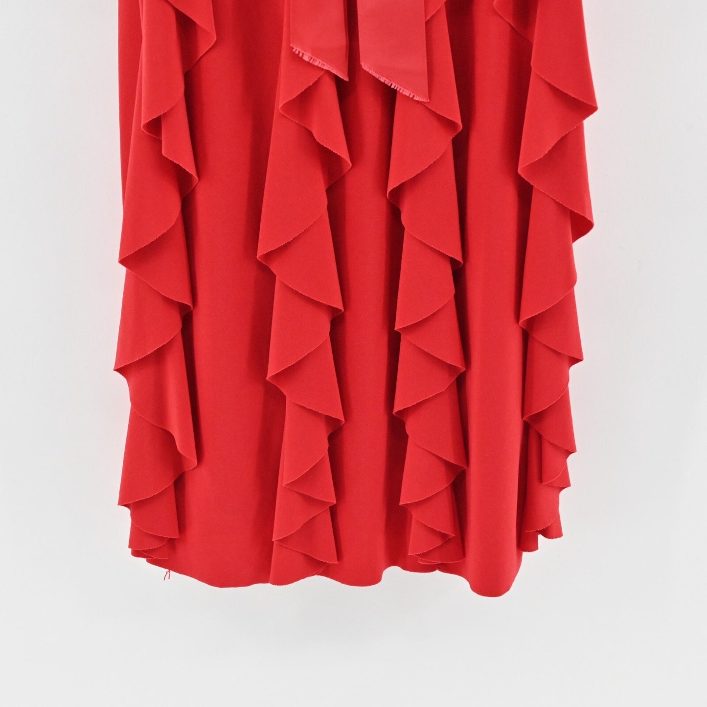Vtg CACHE Dress Size 6 Red Babydoll Bow Flowy Ruffle Stretch Mini Sleeveless Y2k