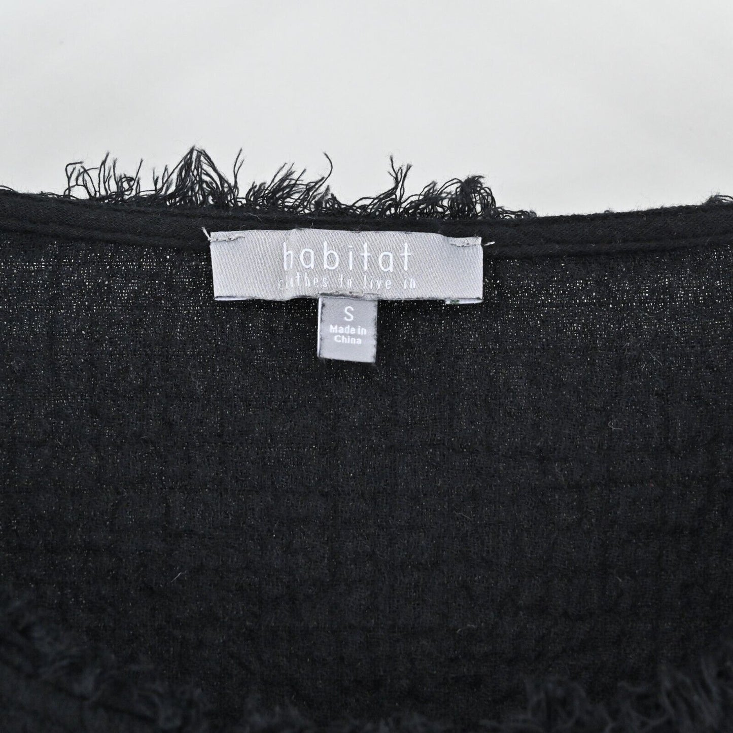 HABITAT Top Womens Sz S Black Center Seam Cotton Raw Hem Gauze Fabric Lagenlook