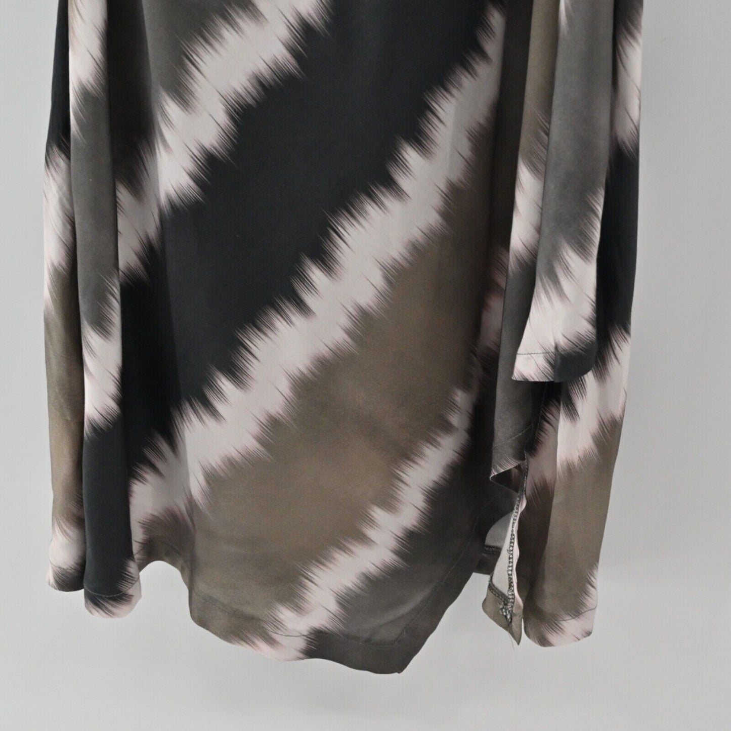 LOTUS EATERS Dress Womens Sz M Brown Gray Tie Dye Stripe One Shoulder Midi Boho