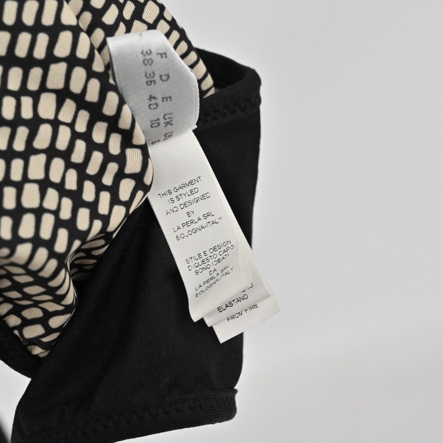 MALIZIA LA PERLA Swimsuit Top Womens Size 6 Black Cream Dot Strapless Bandeau