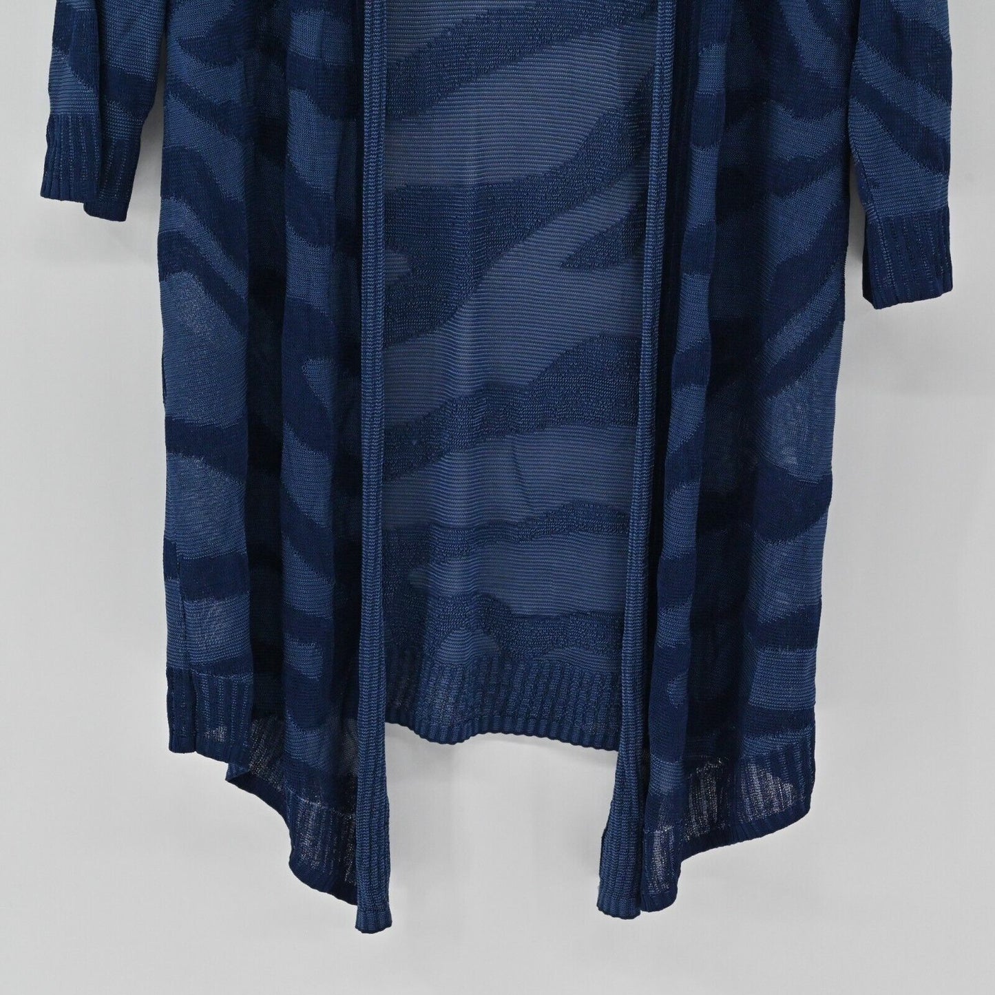 CHICOS Sweater Womens Size S Travelers Collection Zebra Print Knit Open Cardigan