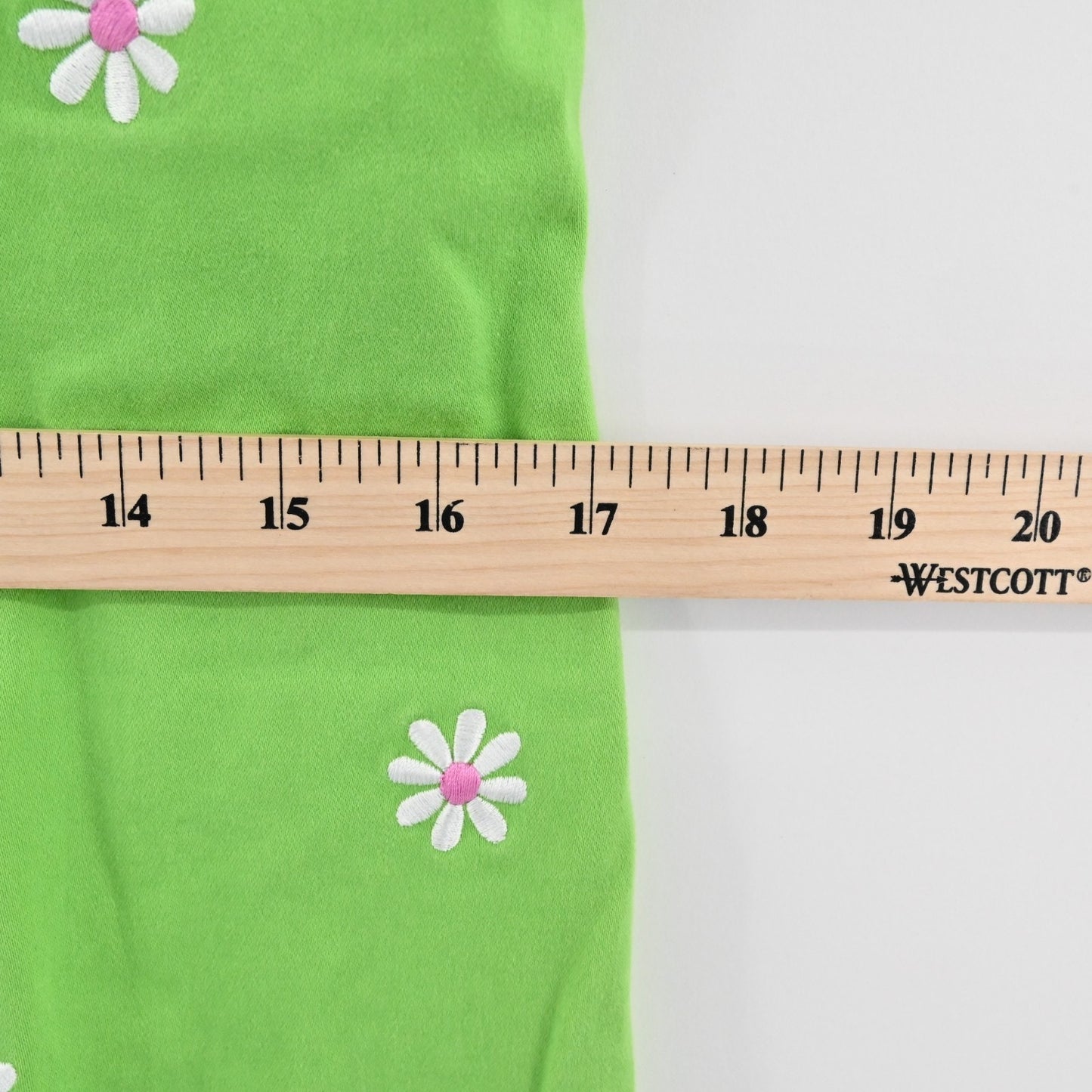 Vtg SAG HARBOR Green Embroidered Dress Size 10P Daisy Cotton Vibrant Bright Boho