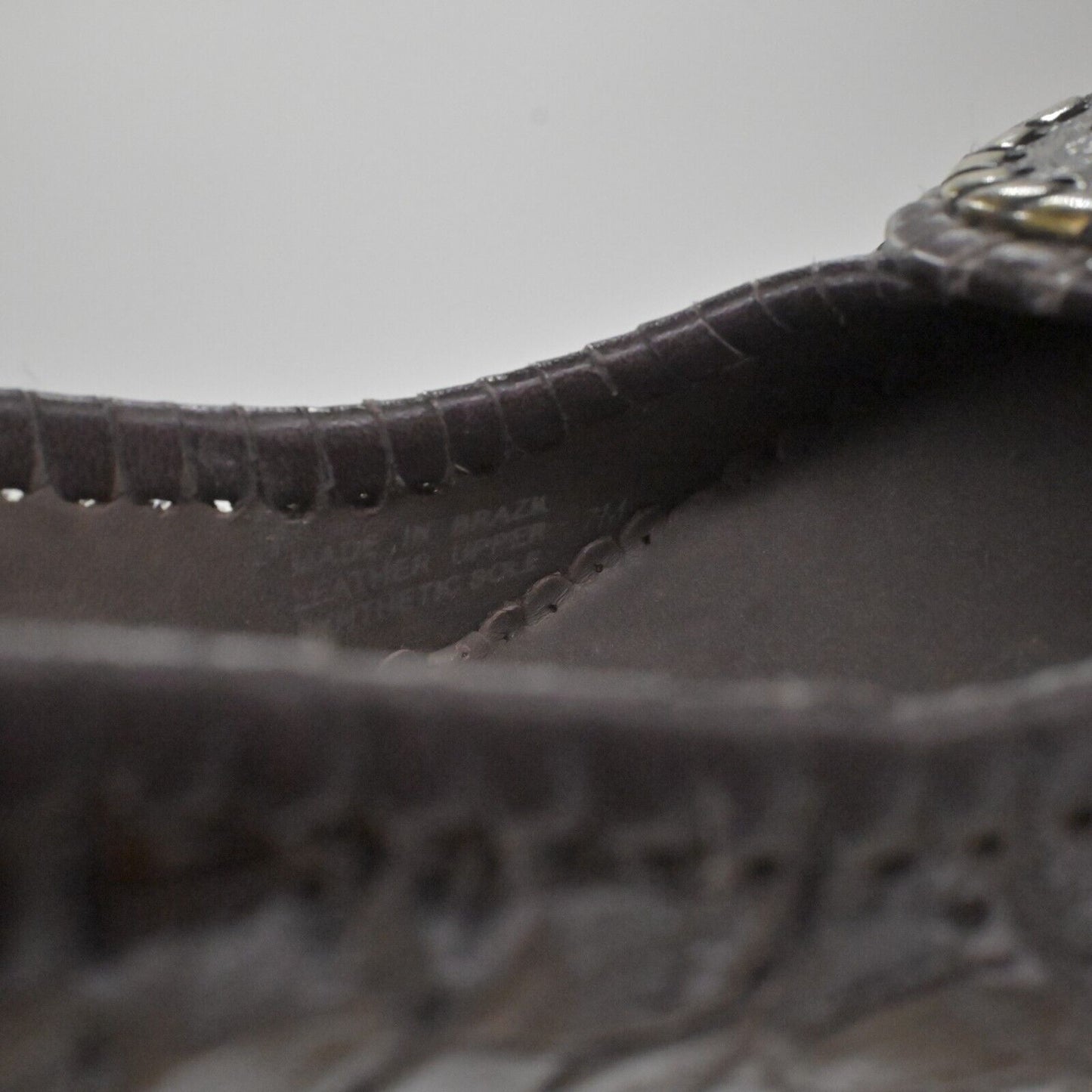 JACK ROGERS Heels Womens Size 7 Coin Isabelle Brown Croc Leather Pump Round Toe
