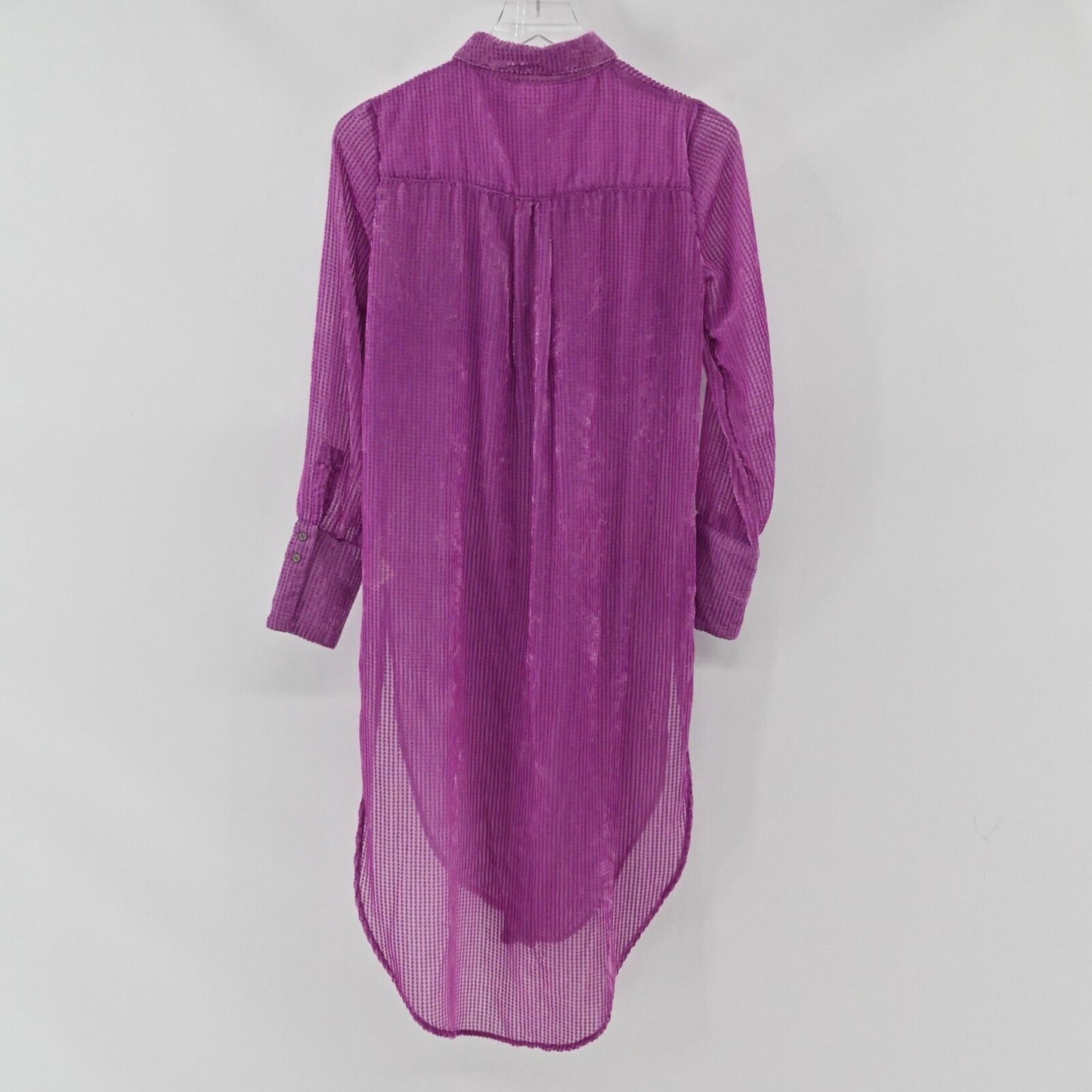 ANTHROPOLOGIE Top Womens Sz XS Akemi + Kin Purple Velvet Tunic Duster Button