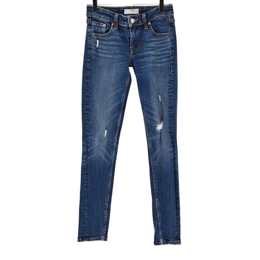 LEVIS ALTERED Jeans Women Sz 24 Dark Wash Distressed Low Rise 711 Skinny Stretch
