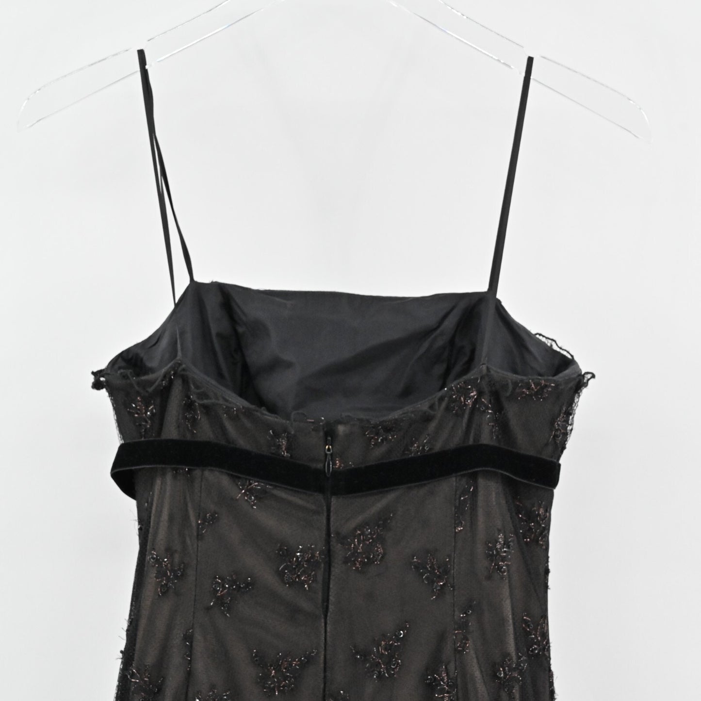 Vtg Black Gown Dress Size S Silk Whimsigoth Sequin Beaded Fairygoth Strapless