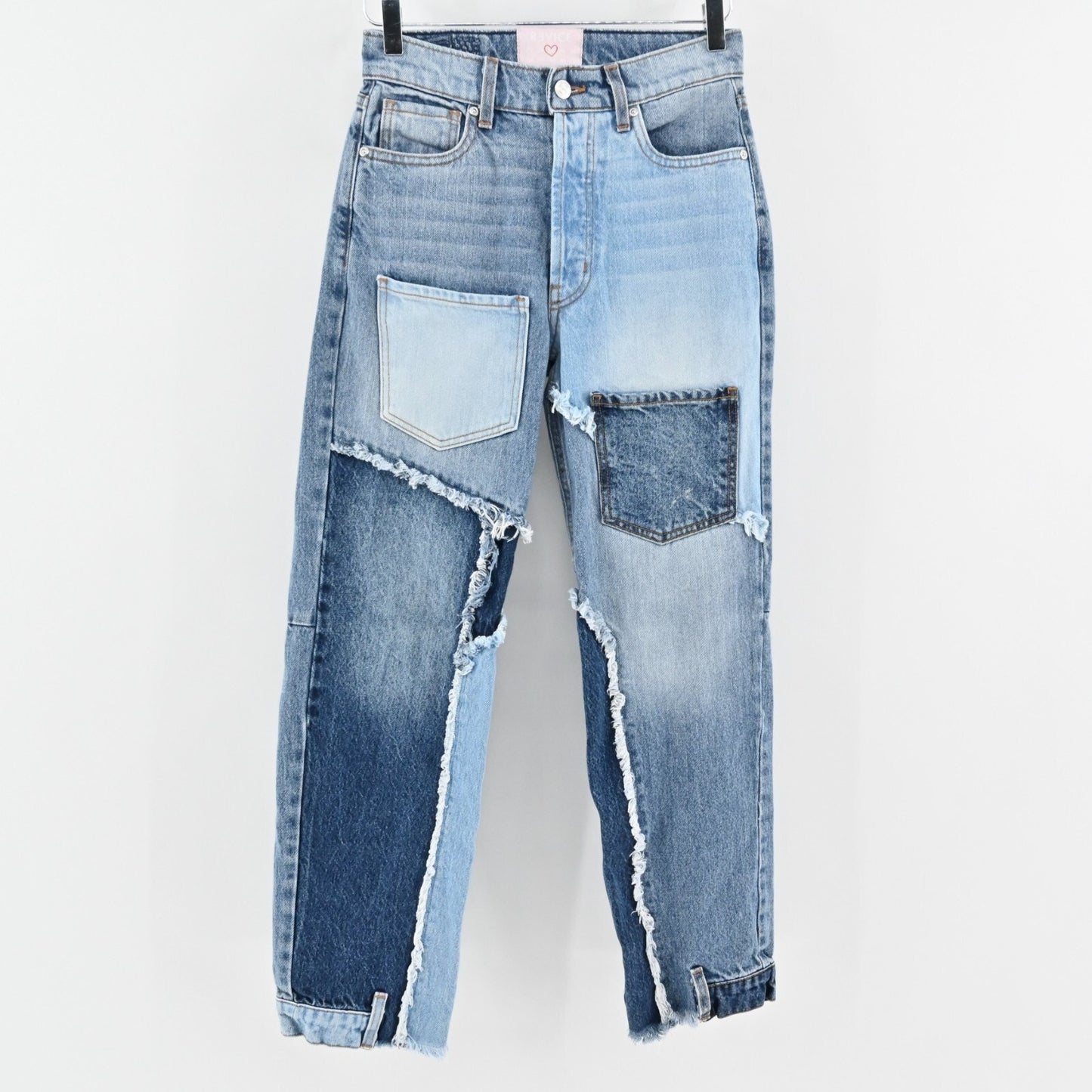REVICE Womens Jeans Size 25 Matchmaker Love at First Sight Blue Denim Patchwork