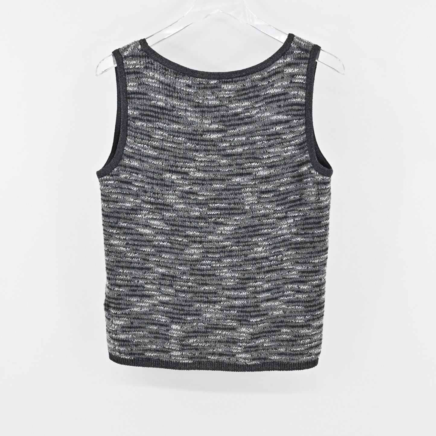 ST JOHN Top Womens Size M Gray Knit Wool Cotton Blend Sleeveless Scoop Neck Tank