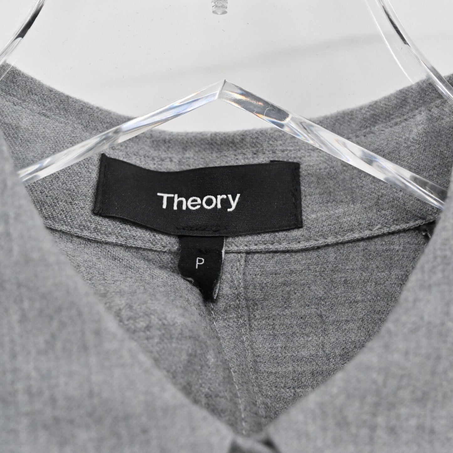 THEORY Top Womens Size P Solid Gray Long Sleeve Hidden Button Front Collar