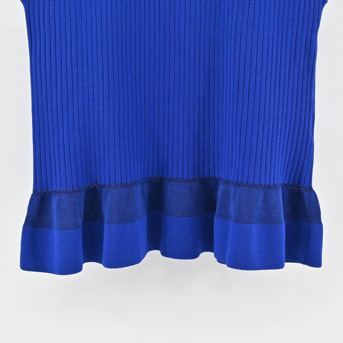 DIANE VON FURSTENBERG Top Womens Size M Cobalt Blue Ribbed Knit Peplum Tank DVF