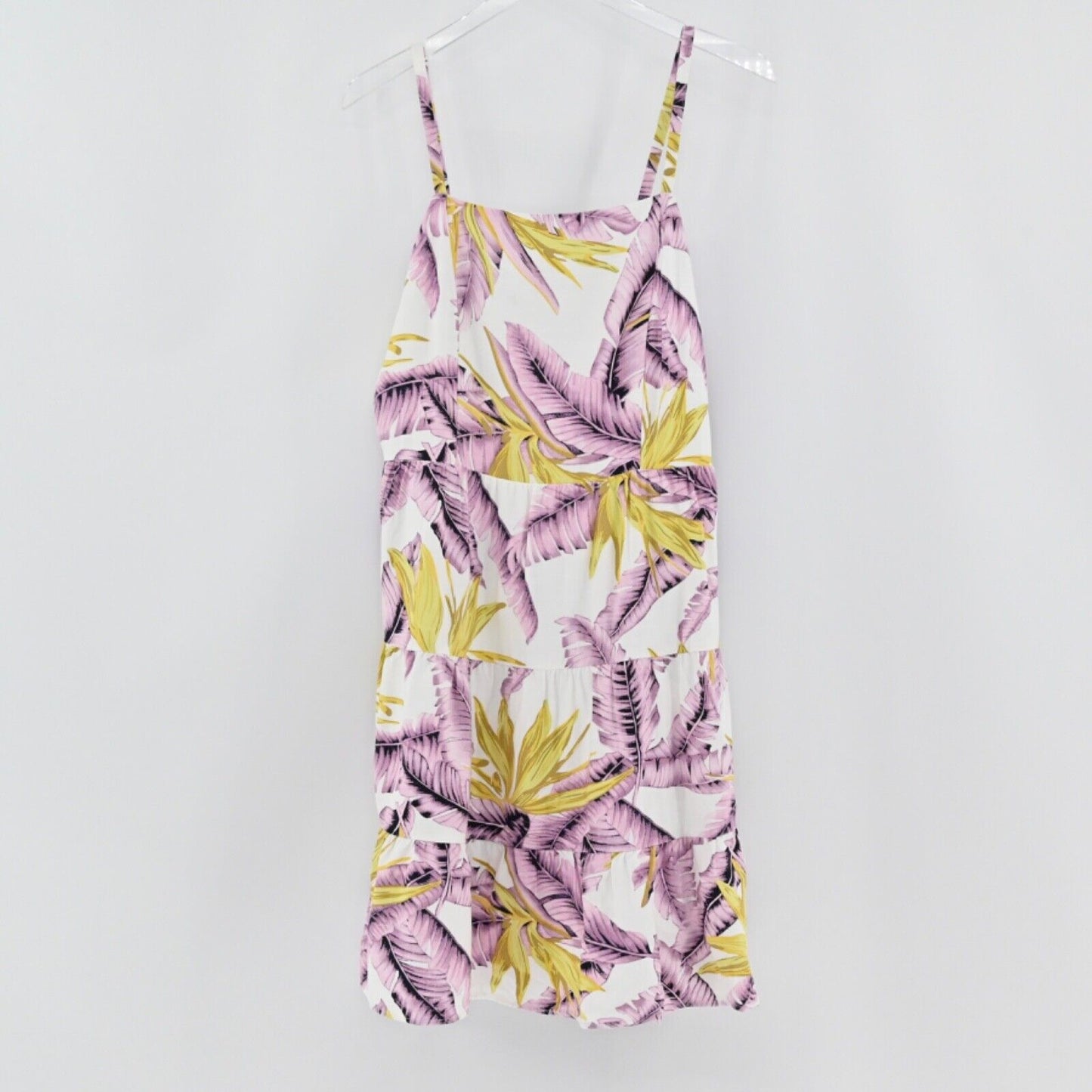 LOFT Dress Womens Size 10 Paradise Tiered Ruffle Mini Tank Square Neck Tropical