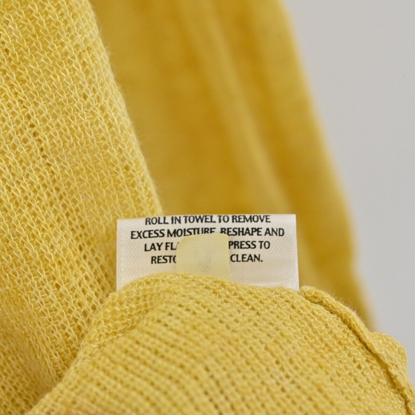 EILEEN FISHER Top Womens Sz L Yellow 100% Linen Knit Long Sleeve Button Up Boho