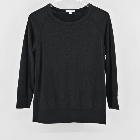 James Perse Womens Vintage Fleece Raglan Sweatshirt Size L Standard Black Casual