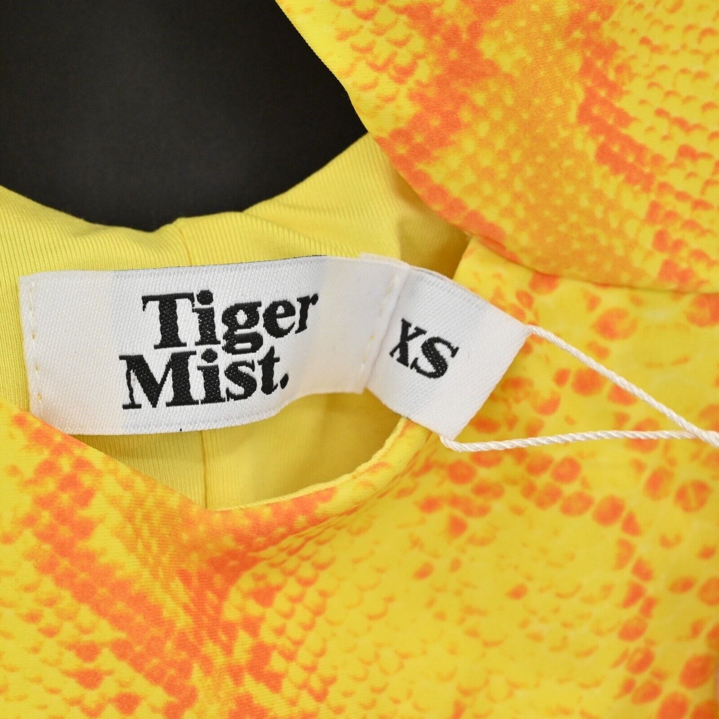 TIGER MIST Bodysuit Womens Sz XS Tavi Yellow Snake Stretch Spaghetti Straps NEW