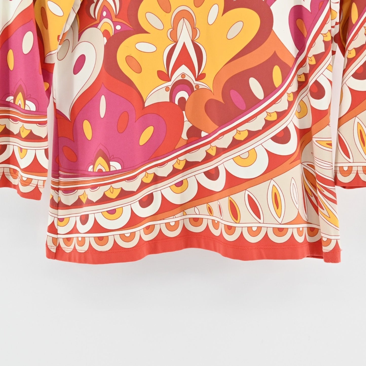 J MCLAUGHLIN Womens Catalina Cloth Top Size L Stretch Quarter Sleeve Retro Print