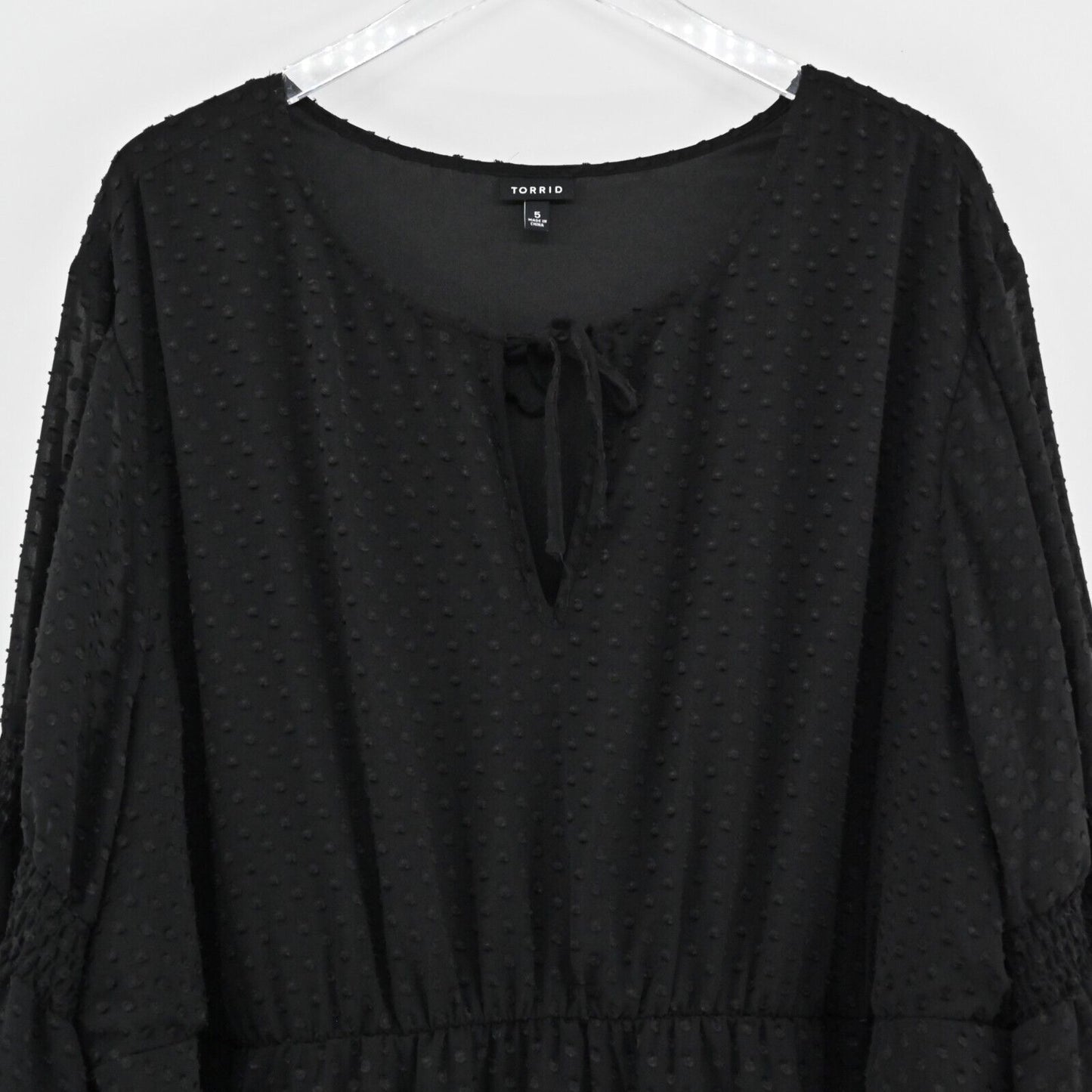 TORRID Dress Size 5X Black Bell Sleeve Swiss Dot Chiffon Skater Vamp Whimsgoth