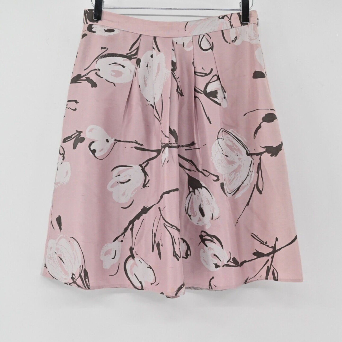 MOSCHINO Skirt Womens Size 8 Pink Floral 100% Silk Pleated Flare CHEAP AND CHIC