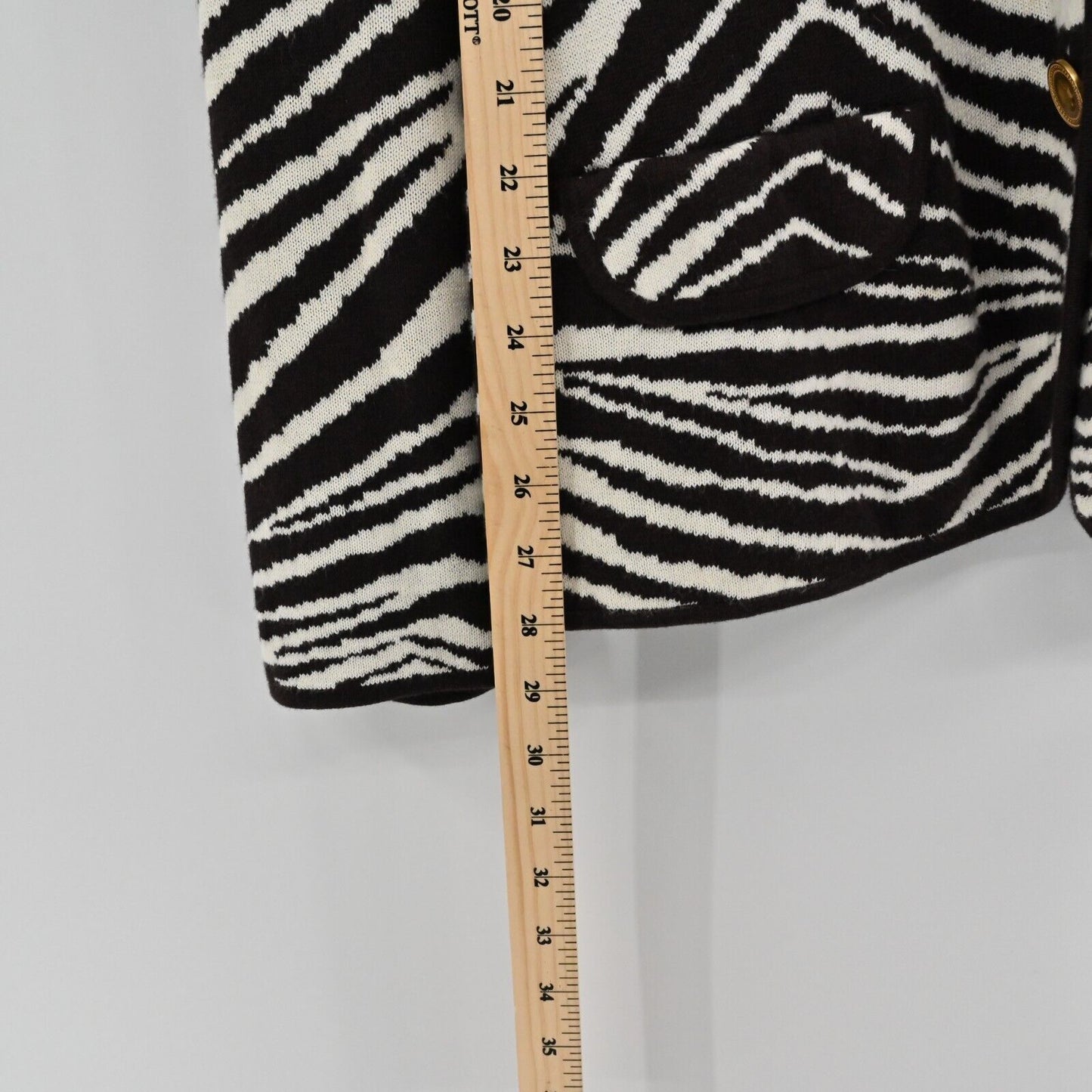 Vtg LAURA ASHLEY Sweater Jacket Womens Size L Zebra Print Button Down Cardigan