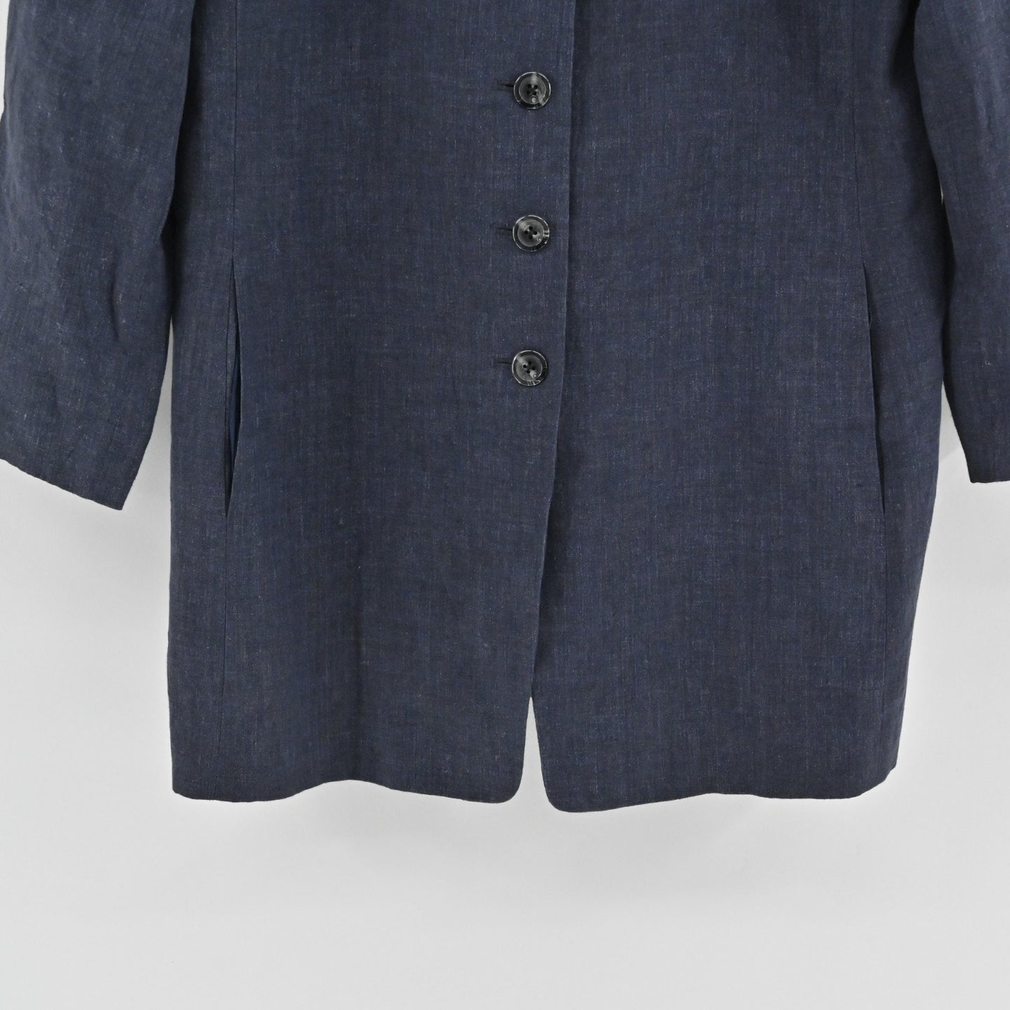 Vtg Linda Allard Ellen Tracy Womens Linen Blue Blazer Size 8 Single Breasted