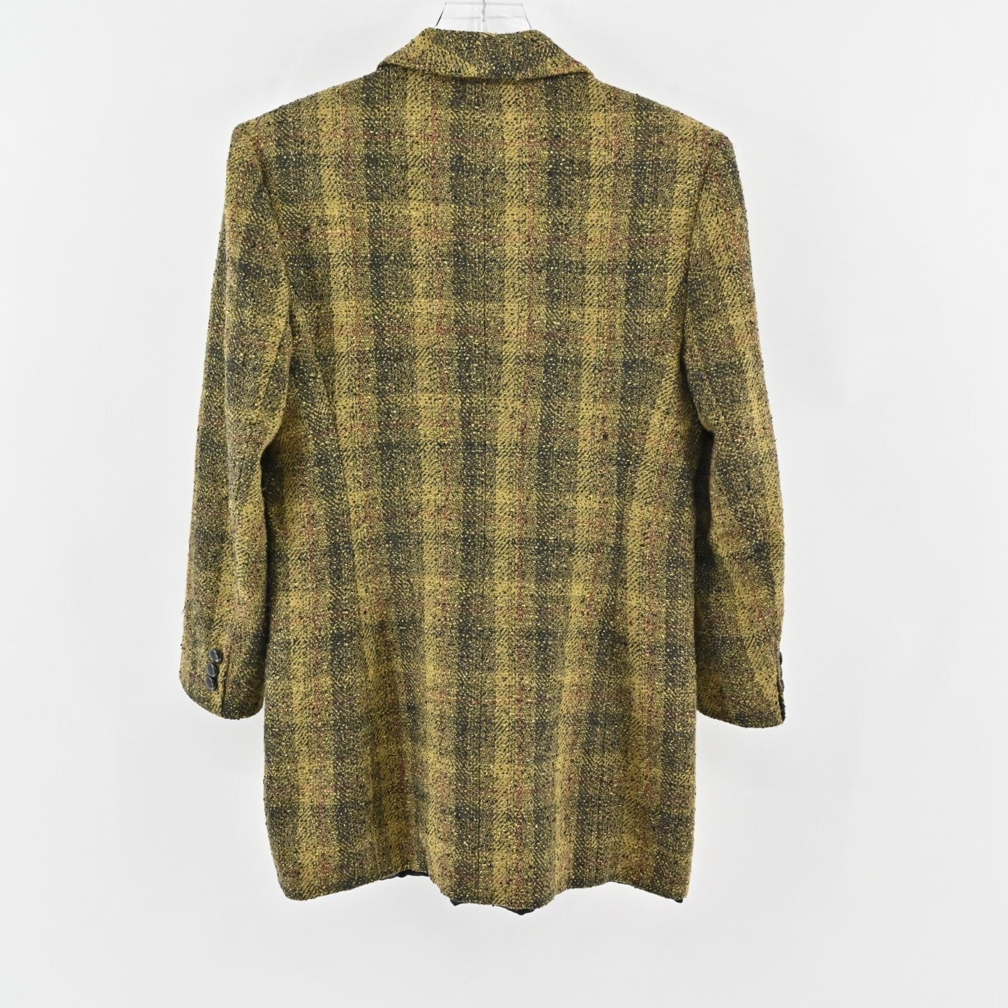 Vtg Blazer Womens Sz 6 Wool Tweed Plaid Double Breasted Long Line Jacket Capsule