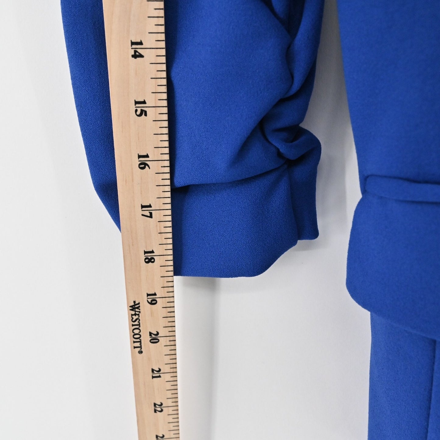 RACHEL ZOE Blue Blazer Womens Size M Crepe Quarter Ruched Sleeve Career Jacket