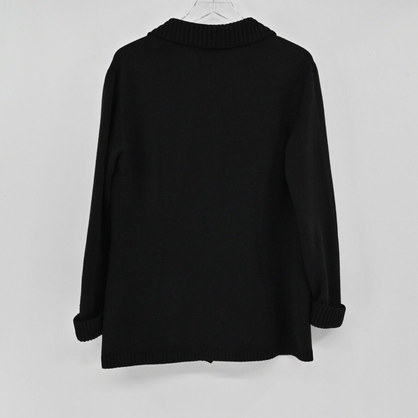 Vtg ESCADA Jacket Womens EUR 40 / M Black Wool Knit Cardigan Gold Button Capsule