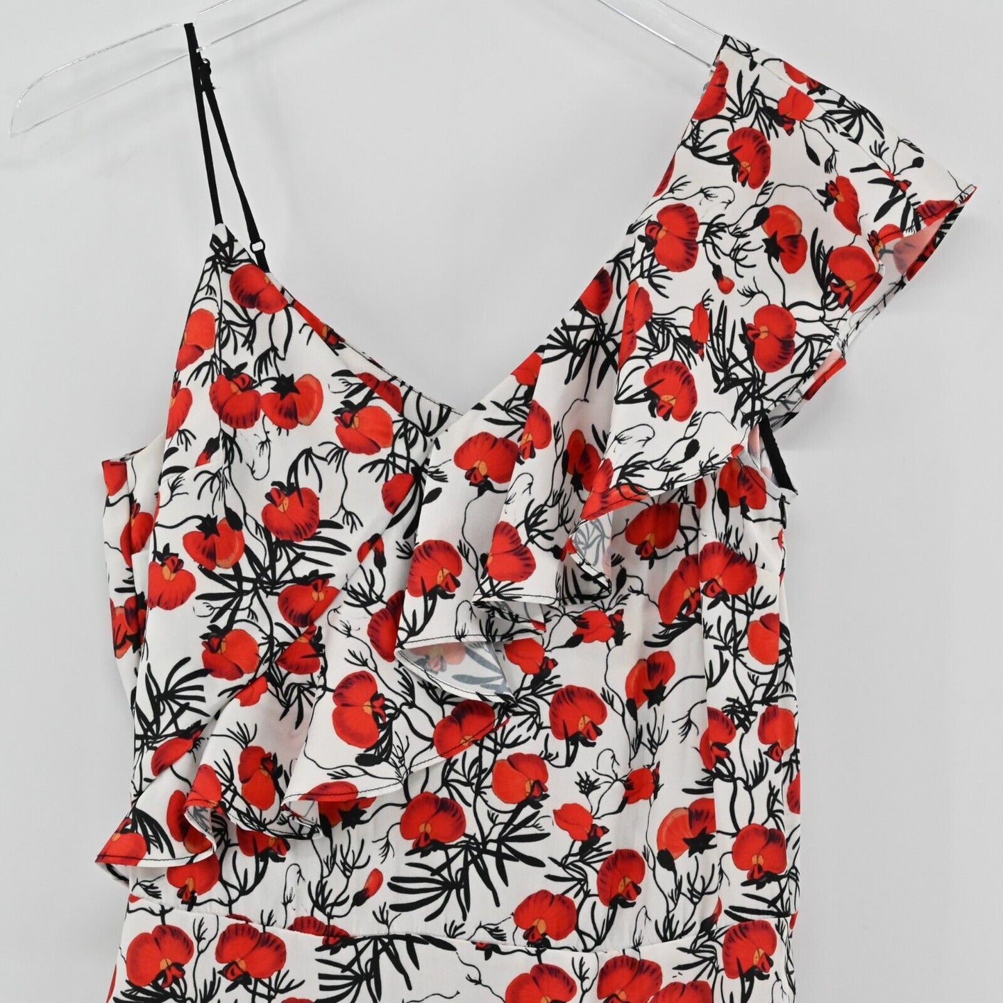 DELFI COLLECTIVE Dress Womens Sz S Zarina Midi Multi Floral Print Ruffle Detail